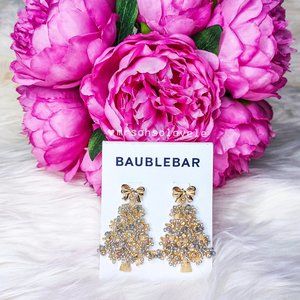 BAUBLEBAR Gold toned Christmas Tree Beaded Crystal Earrings